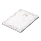 Stijlvol Roos Gold Foil marble Monogram Notitieblok (Linkerzijde)