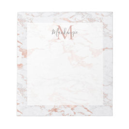 Stijlvol Roos Gold Foil marble Monogram Notitieblok