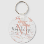 Stijlvol Roos Gold Foil marble Monogram Sleutelhanger (Voorkant)