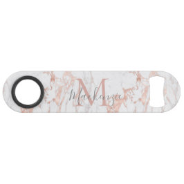 Stijlvol Roos Gold Foil marble Monogram Speed Flessenopener