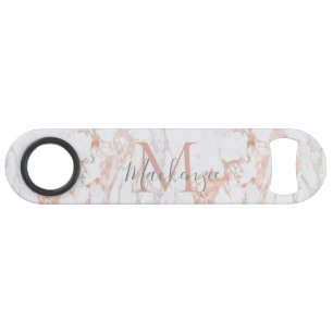 Stijlvol Roos Gold Foil marble Monogram Speed Flessenopener