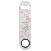 Stijlvol Roos Gold Foil marble Monogram Speed Flessenopener (Achterkant)