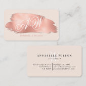 Stijlvol Roos Gold Foil & Roze Monogram Visitekaartje (Voorkant / Achterkant)