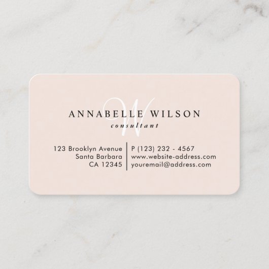 Stijlvol Roos Gold Foil & Roze Monogram Visitekaartje (Achterkant)