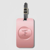 Stijlvol Roos Gold Girly Monogram Trendy Sjabloon Bagagelabel (Voorkant (verticaal))