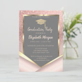 Stijlvol Roos Gold Glitter Diamonds Afstuderen Kaart (Staand voorkant)