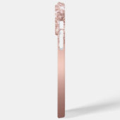 Stijlvol Roos Gold Glitter Drift Metal Monogram Case-Mate iPhone Case (Achterkant / Links)