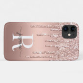 Stijlvol Roos Gold Glitter Drift Metal Monogramed Case-Mate iPhone Case (Achterkant (horizontaal))