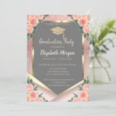 Stijlvol Roos Gold Glitter Floral Afstuderen Kaart (Staand voorkant)