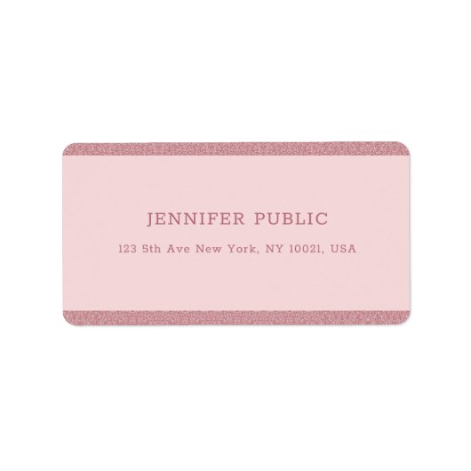 Stijlvol Roos Gold Glitter Modern Professional Chi Etiket (Voorkant)