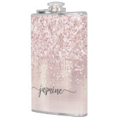 Stijlvol Roos Gold Glitter Monogram Naam Handteken Heupfles (Links)