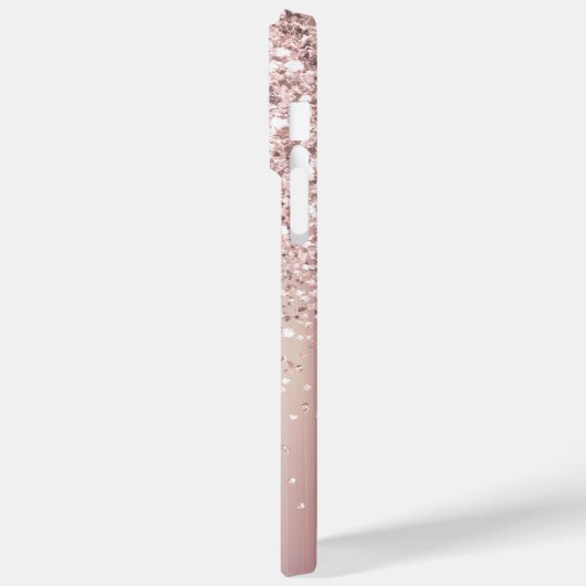 Stijlvol Roos Gold Glitter Monogram Name Script Case-Mate iPhone Case (Achterkant / Links)