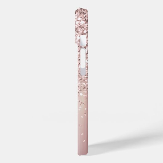 Stijlvol Roos Gold Glitter Monogram Name Script Case-Mate iPhone Case (Achterkant / Links)