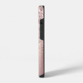 Stijlvol Roos Gold Glitter Monogram Name Script iPhone Hoesje (Linkerkant)