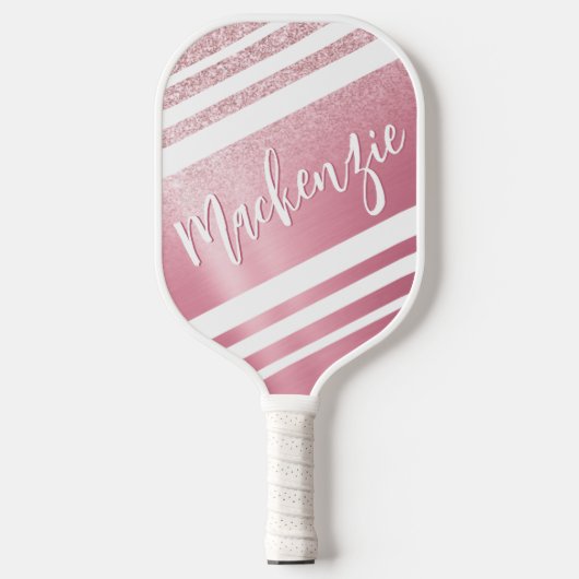 Stijlvol Roos Gold Glitter Script Name Pickleball Paddle (Voorkant)