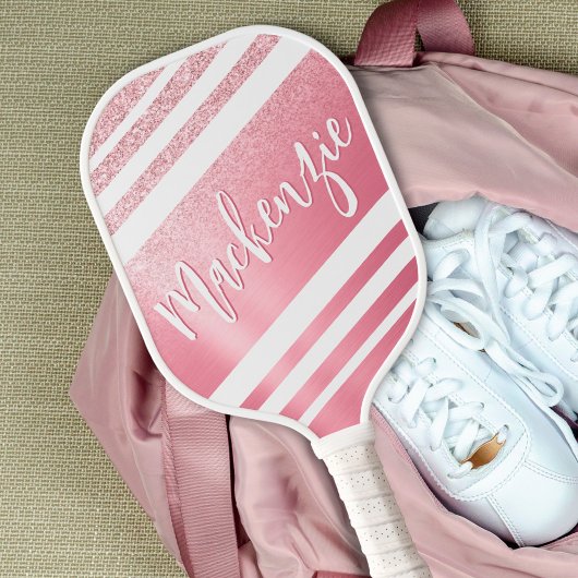 Stijlvol Roos Gold Glitter Script Name Pickleball Paddle