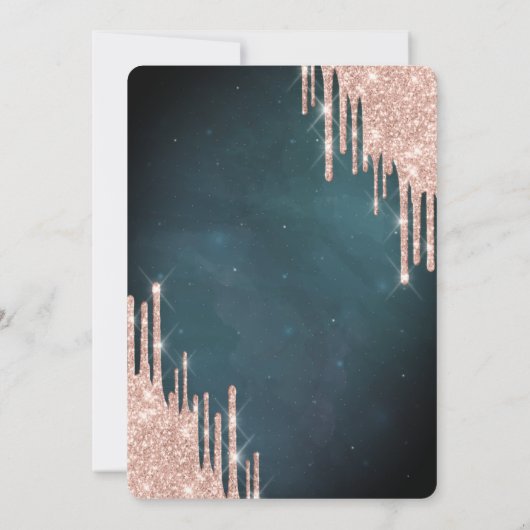 Stijlvol Roos Gold Glitter stuwt dress Quinceañera Kaart (Achterkant)