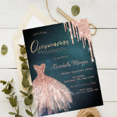 Stijlvol Roos Gold Glitter stuwt dress Quinceañera Kaart