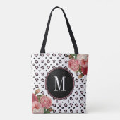 Stijlvol Roos Gold Leopard  Floral Monogram Tote Bag (Achterkant)