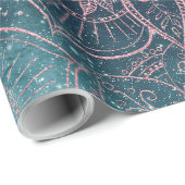 Stijlvol Roos Gold Mandala Blue Nebula Stars Cadeaupapier (Rol Hoek)