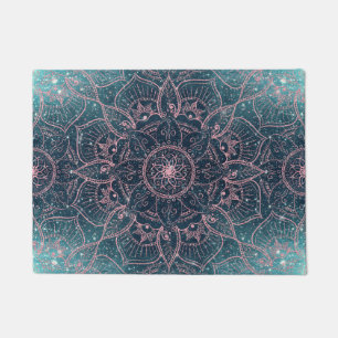Stijlvol Roos Gold Mandala Blue Nebula Stars Deurmat