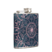 Stijlvol Roos Gold Mandala Blue Nebula Stars Heupfles (Rechts)