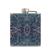 Stijlvol Roos Gold Mandala Blue Nebula Stars Heupfles (Achterkant)