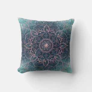 Stijlvol Roos Gold Mandala Blue Nebula Stars Kussen