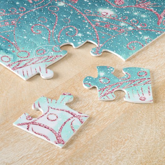 Stijlvol Roos Gold Mandala Blue Nebula Stars Legpuzzel (Zijkant)