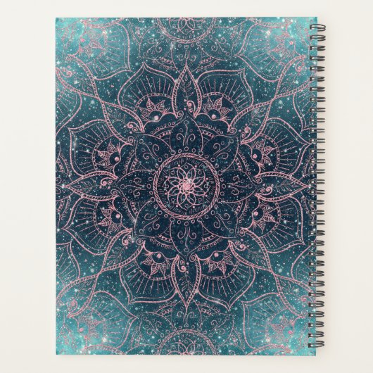 Stijlvol Roos Gold Mandala Blue Nebula Stars Planner (Achterkant)