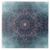 Stijlvol Roos Gold Mandala Blue Nebula Stars Tegeltje (Voorkant)