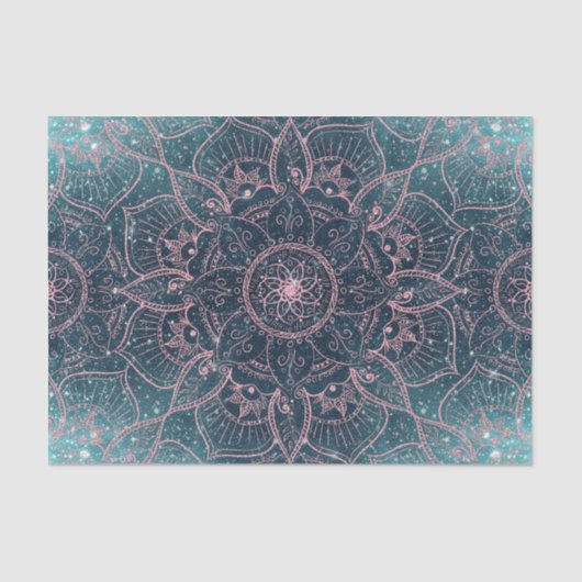 Stijlvol Roos Gold Mandala Blue Nebula Stars Tissuepapier (Voorkant)