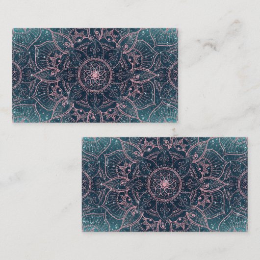 Stijlvol Roos Gold Mandala Blue Nebula Stars Visitekaartje (Voorkant / Achterkant)