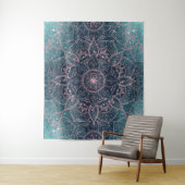 Stijlvol Roos Gold Mandala Blue Nebula Stars Wandkleed (In situ)