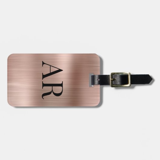 Stijlvol Roos Gold Metal 2 Monogram Initiaal Bagagelabel (Voorkant horizontaal)