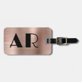Stijlvol Roos Gold Metal Twee Bold Monogram Initia Bagagelabel (Voorkant horizontaal)