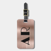 Stijlvol Roos Gold Metal Twee Bold Monogram Initia Bagagelabel (Voorkant verticaal)