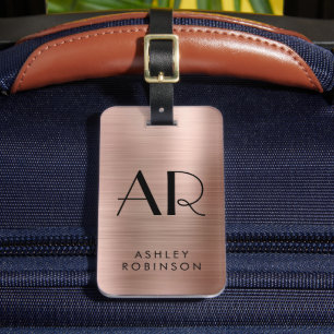 Stijlvol Roos Gold Metal Twee Monogram Initiaal Bagagelabel