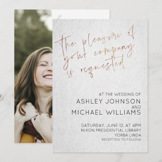 STIJLVOL ROOS GOLD SCRIPT Eenvoudige fototypografi Kaart (Voorkant / Achterkant)