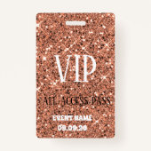 Stijlvol Roos Gold Sparkle Glitter VIP-toegangspas Badge (Voorkant)