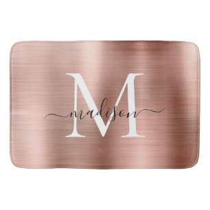 Stijlvol Roos Gold Steel Metal Monogram Script Badmat