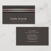 Stijlvol Roos Gold Striped Moderne Interior Design Visitekaartje (Voorkant / Achterkant)