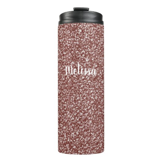 Stijlvol Roos Gold Thermal Tumbler Faux Glitter Thermosbeker (Voorkant)