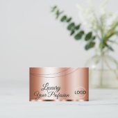 Stijlvol Roos Golden Glamoureus met Logo Modern Visitekaartje (Staand voorkant)