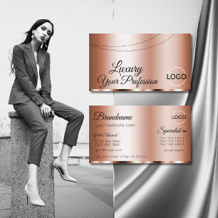 Stijlvol Roos Golden Glamoureus met Logo Modern Visitekaartje