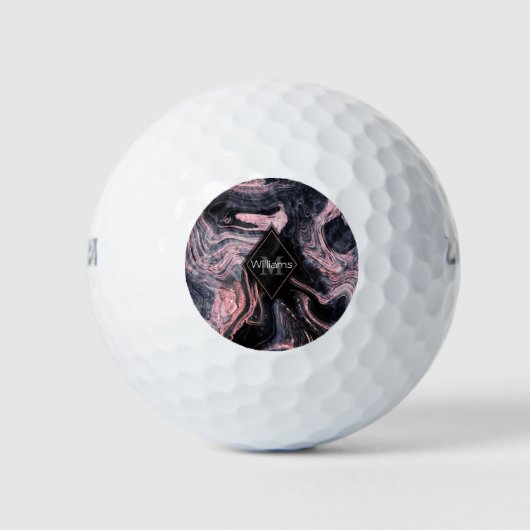 Stijlvol roos goud abstract gemarmerd design golfballen (Voorkant)