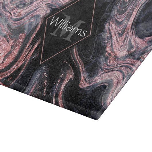 Stijlvol roos goud abstract gemarmerd design snijplank (Hoek)