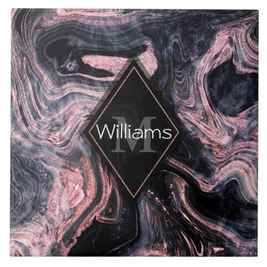 Stijlvol roos goud abstract gemarmerd design tegeltje (Voorkant)