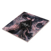 Stijlvol roos goud abstract gemarmerd design tegeltje (Zijkant)