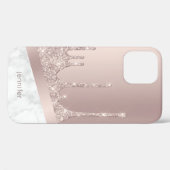 Stijlvol roos goud glitter druppelt marmer aangepa Case-Mate iPhone case (Achterkant (horizontaal))